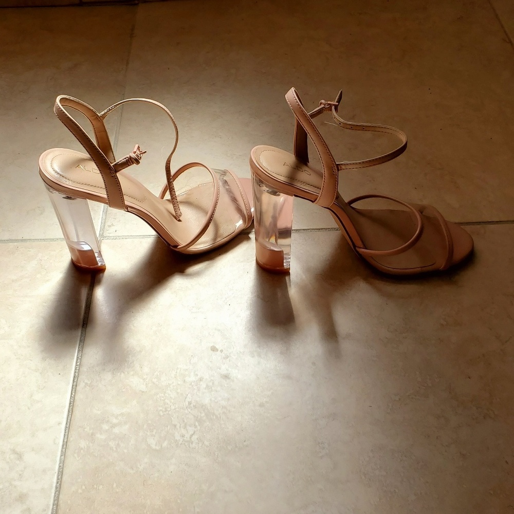 Aldo clear and rose/pink PVC heel sandals